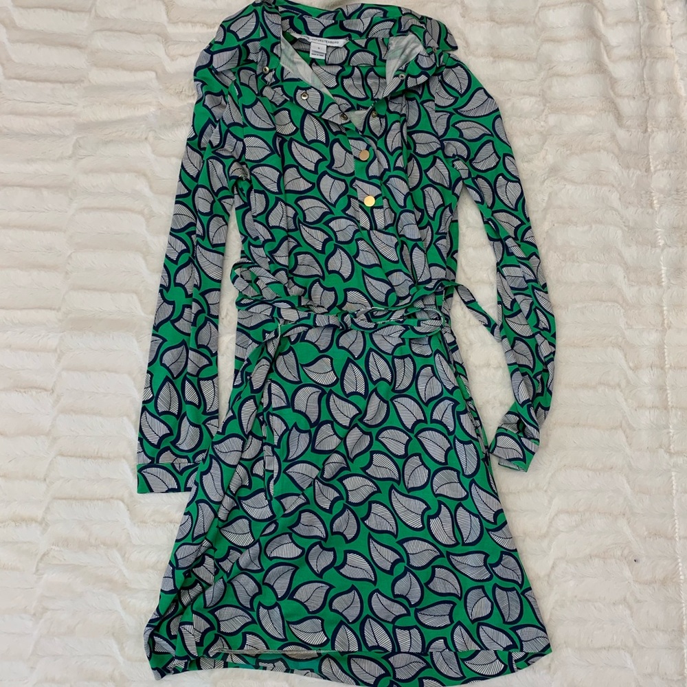 Green and blue DVF silk dress